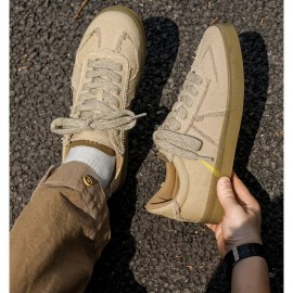 Men's German Trainers Sneakers - Lightweight /PVC Low-Top Sneakers with High-Traction Sole, Lace-Up Round Toe Casual Sports Footwear for Gym, Outdoor & Casual Attire - Durable - (Spring, Summer, Fall) - Signature Style