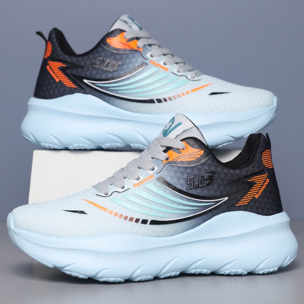 Sports Shoes Mesh Running Shoes Men'S | Same Style Trendy Color Matching, Thick Sole, Breathable, Mid-Top Design, All-Season