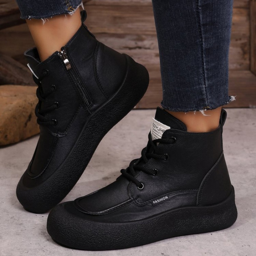 Women' & Unisex Korean-Style High-Top Sneaker - Upper & PVC Sole, Slip-Resistant -Terrain Traction, -Season Outdoor Shoes Suitable for Casual Wear,, Urban Style - Wear-Resistant