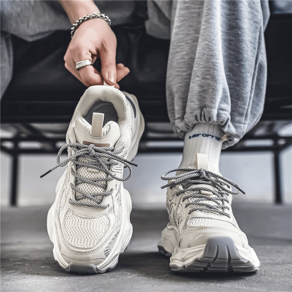 Breathable Aesthetic Sneakers | Sophisticated Inclusive Sizing, Flexible Support, Elegant Versatile Thick-Soled, Lightweight Durable High-Traction, Fashionable Footwear for Daily & Casual Use