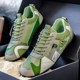 Men's Minimalist Mid-Top Sneakers - Breathable Board Shoes with Sole & Microfiber, Lace-Up Casual Sports Shoes Suitable for Spring/Autumn, Spring Summer New Model (Color Options)