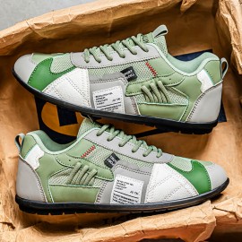 Men's Minimalist Mid-Top Sneakers - Breathable Board Shoes with Sole & Microfiber, Lace-Up Casual Sports Shoes Suitable for Spring/Autumn, Spring Summer New Model (Color Options)