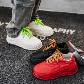 Men's Heavy-Sole Cushioned Sneakers - Thick-Soled Non-Slip Training Shoes with Breathable Mesh & Upper, -Absorbing Sole for Running, Gym, All-Season Low-Top Athletic Footwear