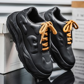 Men's Heavy-Sole Cushioned Sneakers - Thick-Soled Non-Slip Training Shoes with Breathable Mesh & Upper, -Absorbing Sole for Running, Gym, All-Season Low-Top Athletic Footwear