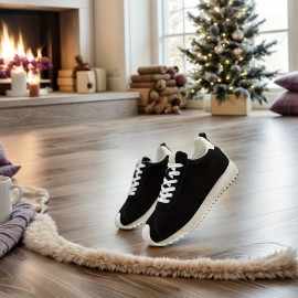 Men's Retro  Upper Sneakers with Non-Slip PVC Sole - Heavy-Duty All-Season Low-Top Lace-Up Shoes, Cushioned Round Toe for Urban Streetwear, Gym, & Casual Wear (Solid Color)