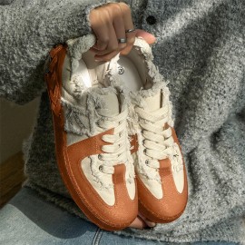 Men'S & Women'S All-Season Korean Style Low-Top Sneakers - White & Orange Minimalist Round-Toe Design, Breathable Fabric Upper, Cushioned Rubber Sole, Unisex Casual Shoes for Casual Attire, Gym, Office & Semi-Formal Events - Versatile All-Season Comfortable Sneakers, Men Sneaker, Men Shoe, Men Casual Shoe, Men Canva Shoe