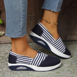 Summer Autumn New Striped Shoes Casual Round Toe Rocking Shoes Comfortable Mom Shoes Cross-border Large Size Women's Shoes, Women Shoes, Sneakers
