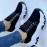 Women'S Chunky Platform Sneakers - Lace-Up Mid-Top Shoes with Cushioned EVA Insole & Non-Slip Rubber Outsole - All-Season Everyday & Formal Shoes - PU Cover Upper - Black/White Athletic Footwear for Women, Black And White Sneaker, Shoe For Women, Shoe For Women, Tenni Shoe For Women, Women Sneaker, Women Shoe, Women Athletic Shoe, Platform Shoe For Women, Sneaker For Women