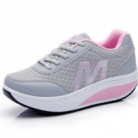 Women'S Platform Sneakers - Bright Pink Lace-Up Shoes with Cushioned EVA Sole, Non-Slip Rubber Outsole for Gym, Everyday & Formal Events - All-Season Athletic Footwear for Women, Gym Shoes, Sleek Shoe Design, Durable PVC Insole