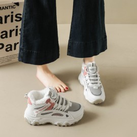 Chunky Dad Sneakers Women High Top Platform Fashion Shoes Warm Lined Casual Student Wear