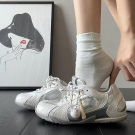 Vintage Baseball Style Casual Shoes | Autumn New Color-Block Racing Sneakers, Versatile Thin Sole Trendy Sports Shoes, Low Top, Fabric Upper and Sole, Plain Toe, Lace-up Closure