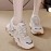 Women's Chunky Platform Sneakers - Korean- Inspired White/Pink/Black/Grey Cushioning Shoes, Breathable Mesh-like Athletic Dad Shoes with Thick PU Sole, Spring/Fall Casual Walking & Footwear