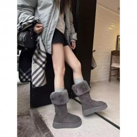 Women'S Winter Warm Tall faux fur Boots | New Gray Platform Boots, Two Wear Style, Non-Slip Thick Sole, EVA Upper and Insole, PVC Inner, Rubber Sole