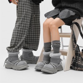 Warm Winter Snow Boots with Thick Anti-Slip Rubber Sole, Big Toe & Cute Artificial Upper - Slip-/Shoe for Ice, Snow Suitable for Cold Weather - Winter Footwear for, Commuting, Days