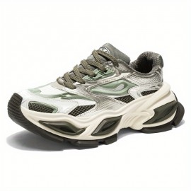 Men'S Breathable Mesh Casual Sneakers - Vintage Distressed Workwear Style, Lightweight EVA Cushioned Sole, Low-Top Lace-Up Design for Outdoor & Urban Streetwear, Comfortable Walking Shoes