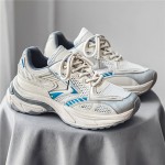 Men's Shoes Seasonal Mesh Breathable Sports Shoes, Versatile Thick-soled Height-increasing Dad Shoes, Light and High-end Grain-blue/gray Niche Trendy Shoes