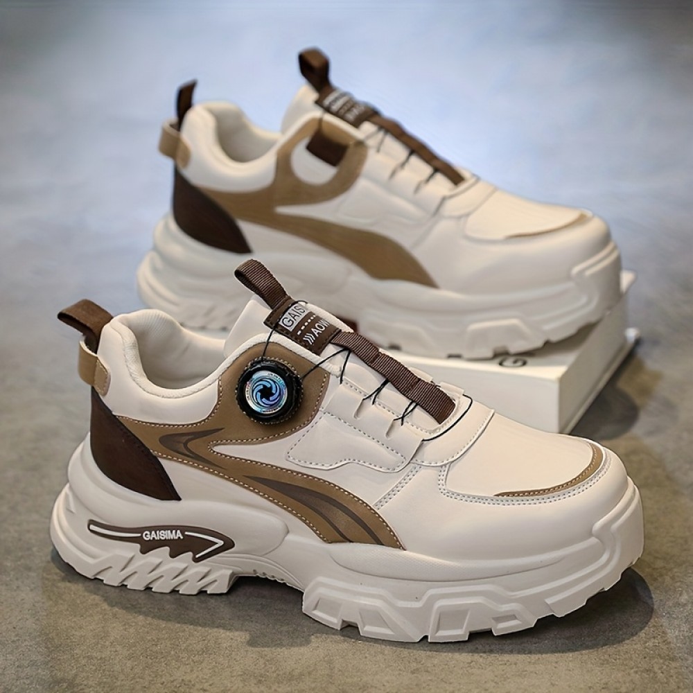 Men's Chunky Platform Sneakers - Breathable & Cushioned Sole, Lightweight Retro Dad Shoes Suitable for Gym, Hiking, Travel - Slip-Resistant Outsole, - Low-Top Training Sneakers