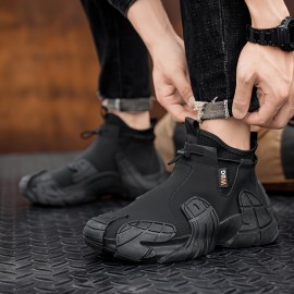 Men's Mid-Top Outdoor Large Size Trendy Versatile Thick-Soled Wear-Resistant Fashion Casual Sneakers