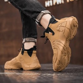Men's Mid-Top Outdoor Large Size Trendy Versatile Thick-Soled Wear-Resistant Fashion Casual Sneakers