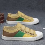 Men'S Slip-On Low-Top Sneakers | Non-Slip Rubber Sole, Cushioned Insole, Breathable Canvas Upper, Gray/Black/Red Color Block Design, Casual Skate Shoes, Comfortable Round-Toe Moccasin Style, Ideal for Walking, Traveling, Casual Outfits