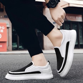 Men'S Breathable New Canvas Shoes | Versatile Thick-Soled Slip-On Casual Trendy Flat Shoes, Low Top, Solid Color, Rubber Sole, Fabric Inner and Insole - Yexingman