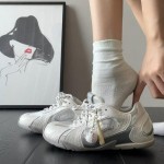 Vintage Baseball Style Casual Shoes | Autumn New Color-Block Racing Sneakers, Versatile Thin Sole Trendy Sports Shoes, Low Top, Fabric Upper and Sole, Plain Toe, Lace-up Closure