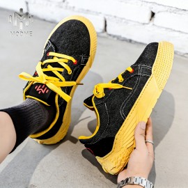 Women'S Casual Sneakers | Stylish Multi Color Board Shoes, Comfortable Daily Wear, Fashion Lace Up, Lightweight Breathable, Non Slip Sole, Versatile Retro Design, All Match Outfit, Chic Walking Shoes, Classic Ladies Sneakers, Trendy Contrast Detail