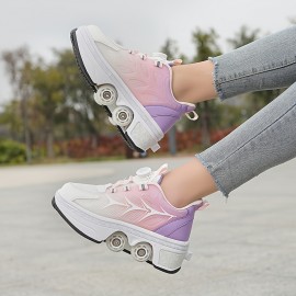 Sneakers, Women's Skateboard Shoes, Fashion Roller Skates for Men, Women, Students, and Teens, Casual Shoes with Retractable Four Wheels