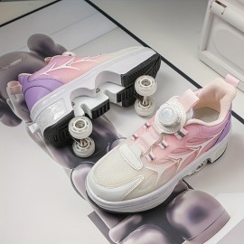 Sneakers, Women's Skateboard Shoes, Fashion Roller Skates for Men, Women, Students, and Teens, Casual Shoes with Retractable Four Wheels