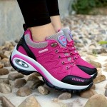 Women'S Casual Sneakers | Thick Sole, Cushioned, Fashion Outdoor Hiking, Non-Slip, Low-Top Ankle Boots, Running, Training Shoes, Microfiber, All-Season, Embroidered, Solid Color, Lace-up Closure