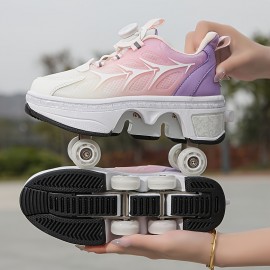 Sneakers, Women's Skateboard Shoes, Fashion Roller Skates for Men, Women, Students, and Teens, Casual Shoes with Retractable Four Wheels